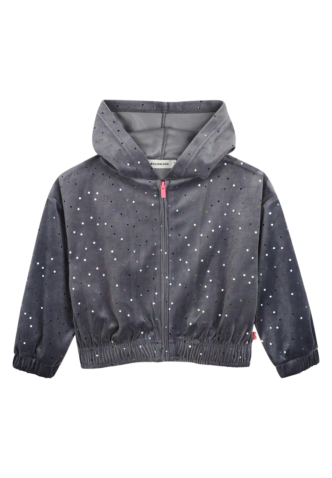 Felpa zip con cappuccio grigia per bambina