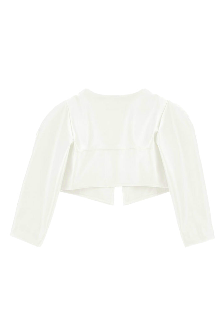 Giubbino ecopelle panna per bambina