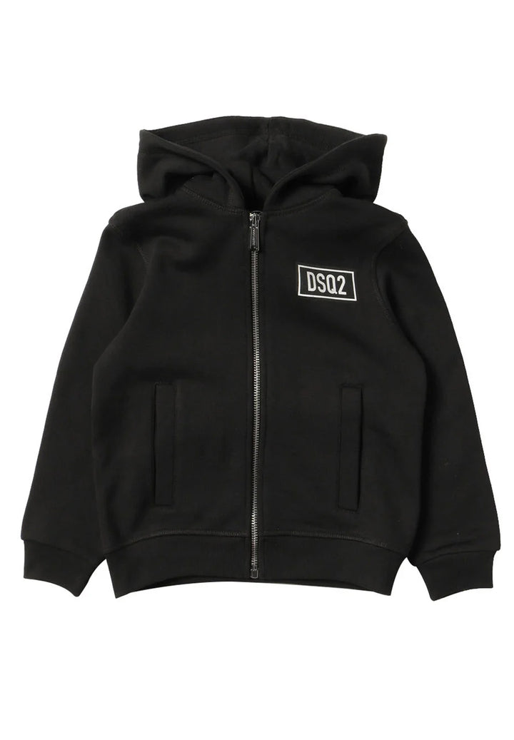 Black zip hooded sweatshirt for boys