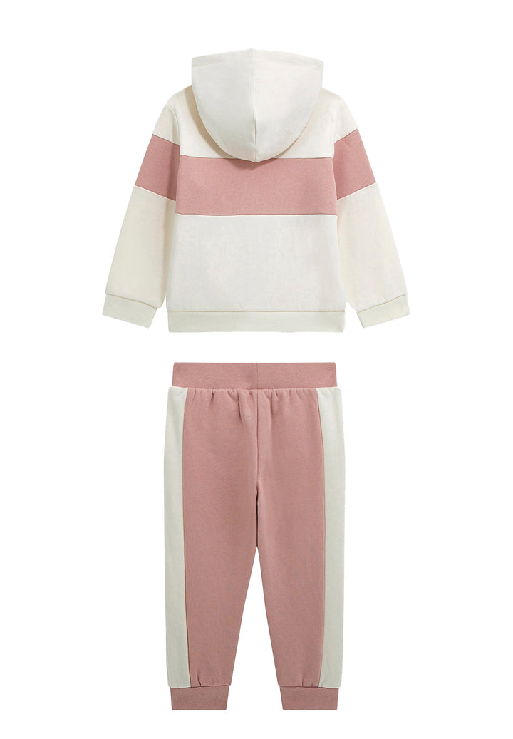 Completo felpa crema-rosa per bambina