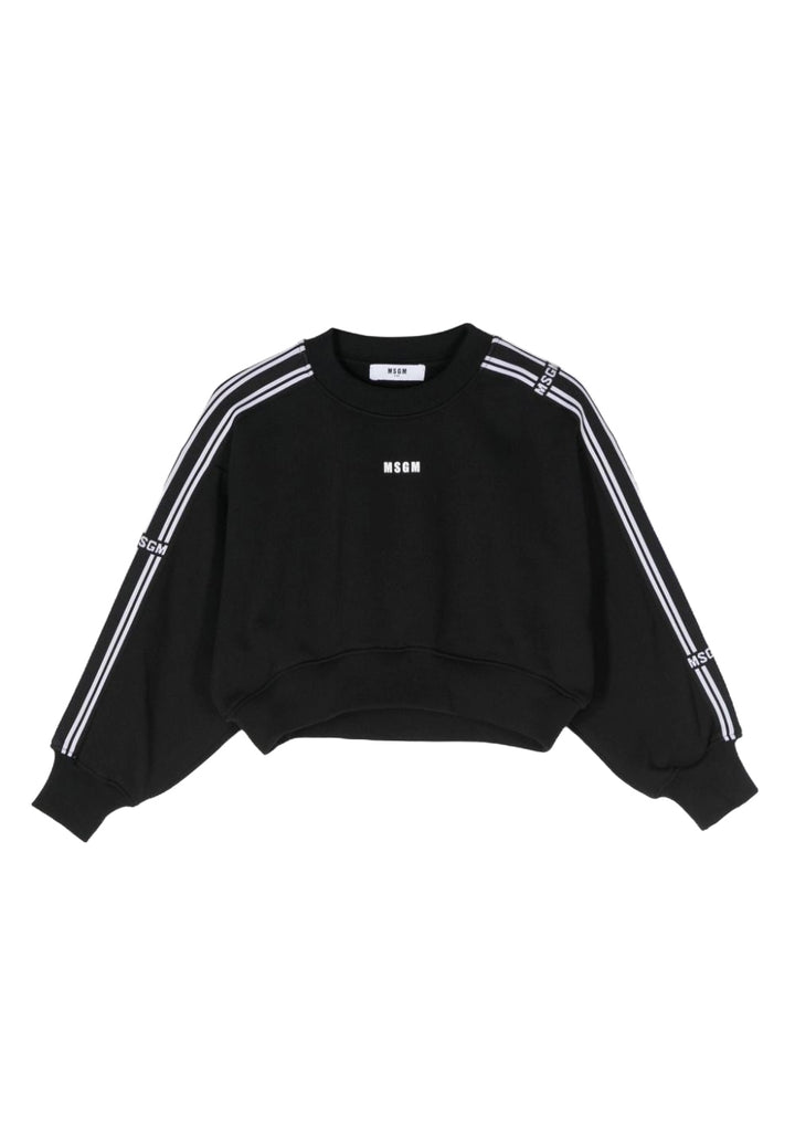 Felpa cropped nera per bambina