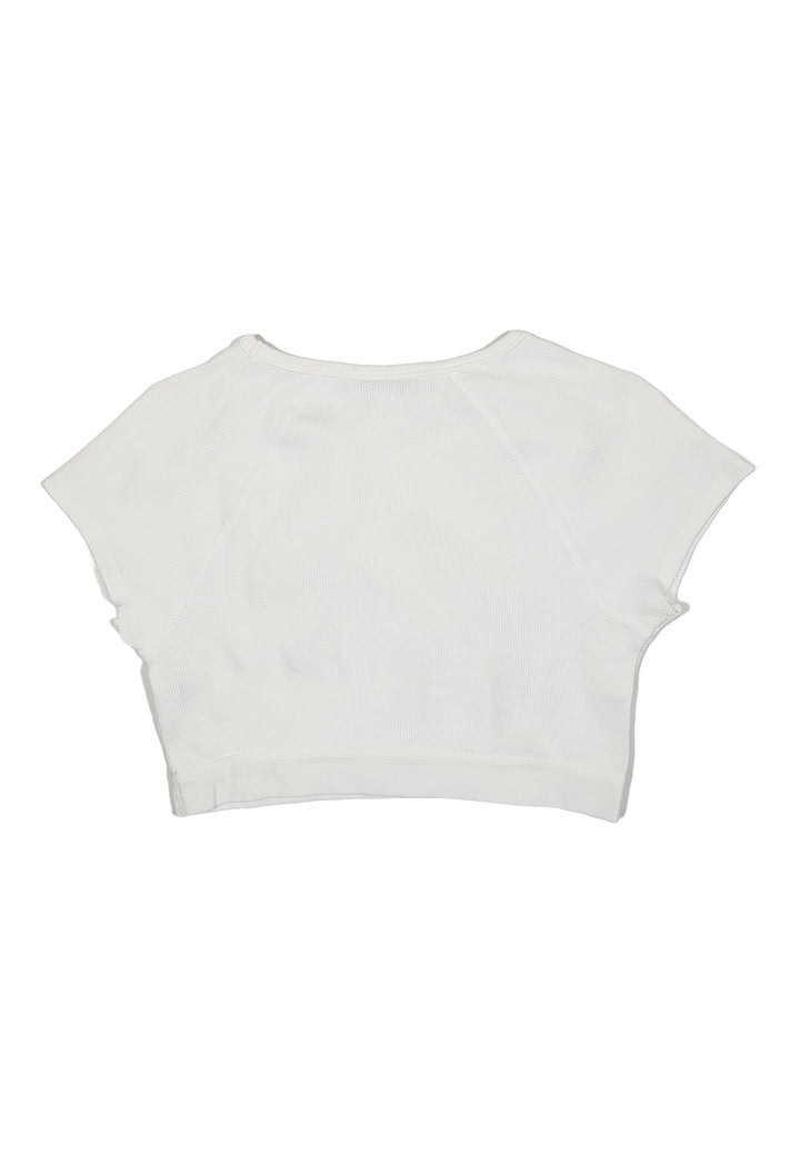T-shirt croptop bianca per bambina