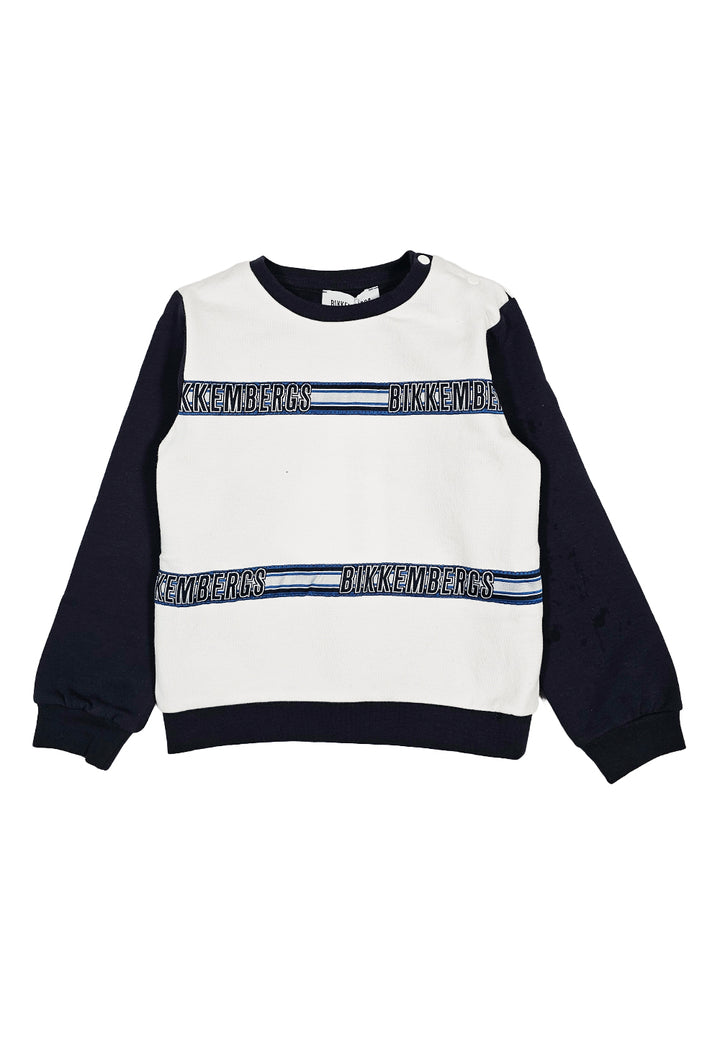 Weiß-blaues Rundhals-Sweatshirt für Jungen