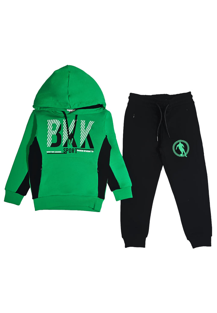 Completo felpa verde-nero per bambino