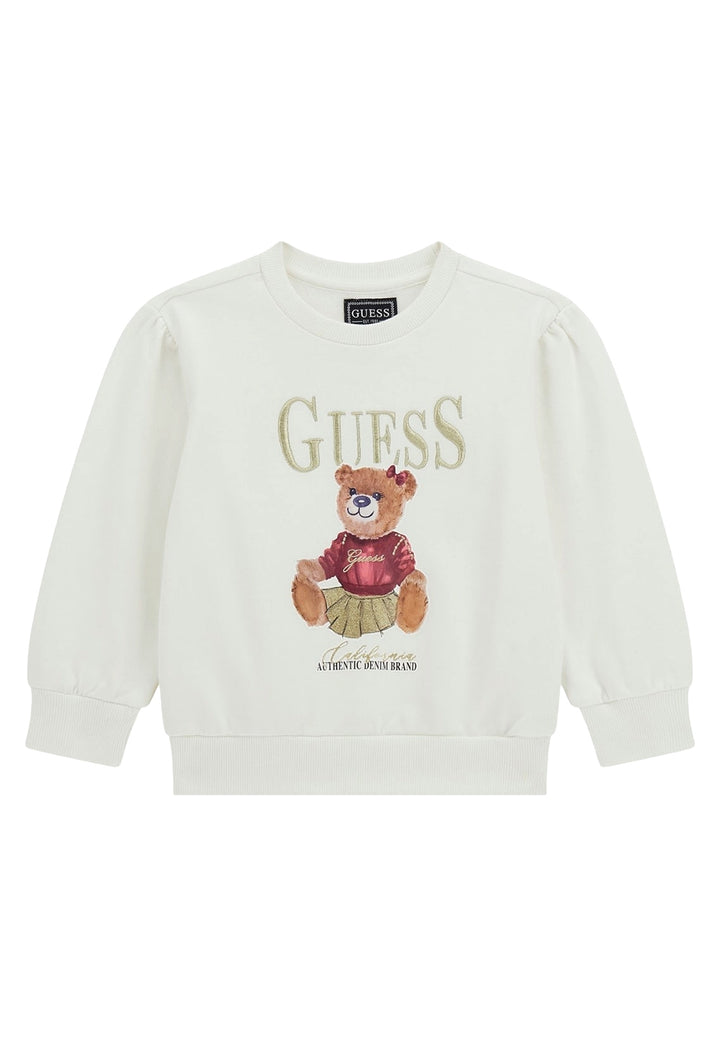 Sweat-shirt blanc à col rond pour bébé fille