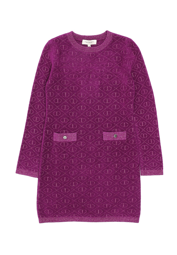 Vestito maglia fuxia per bambina