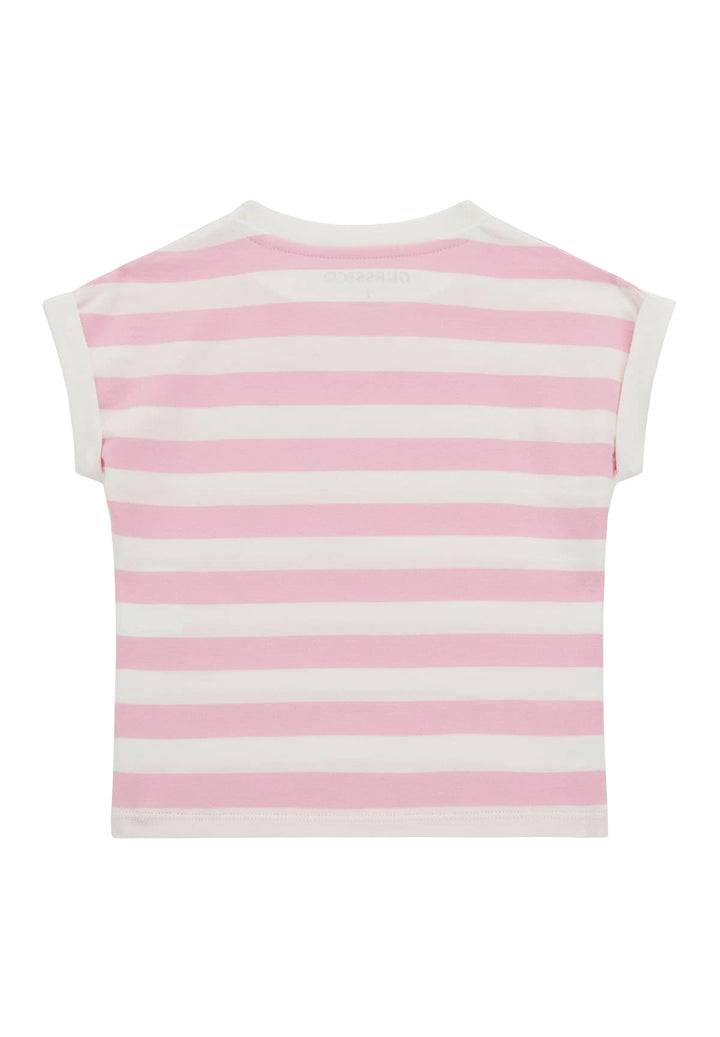 T-shirt bianco-rosa per bambina