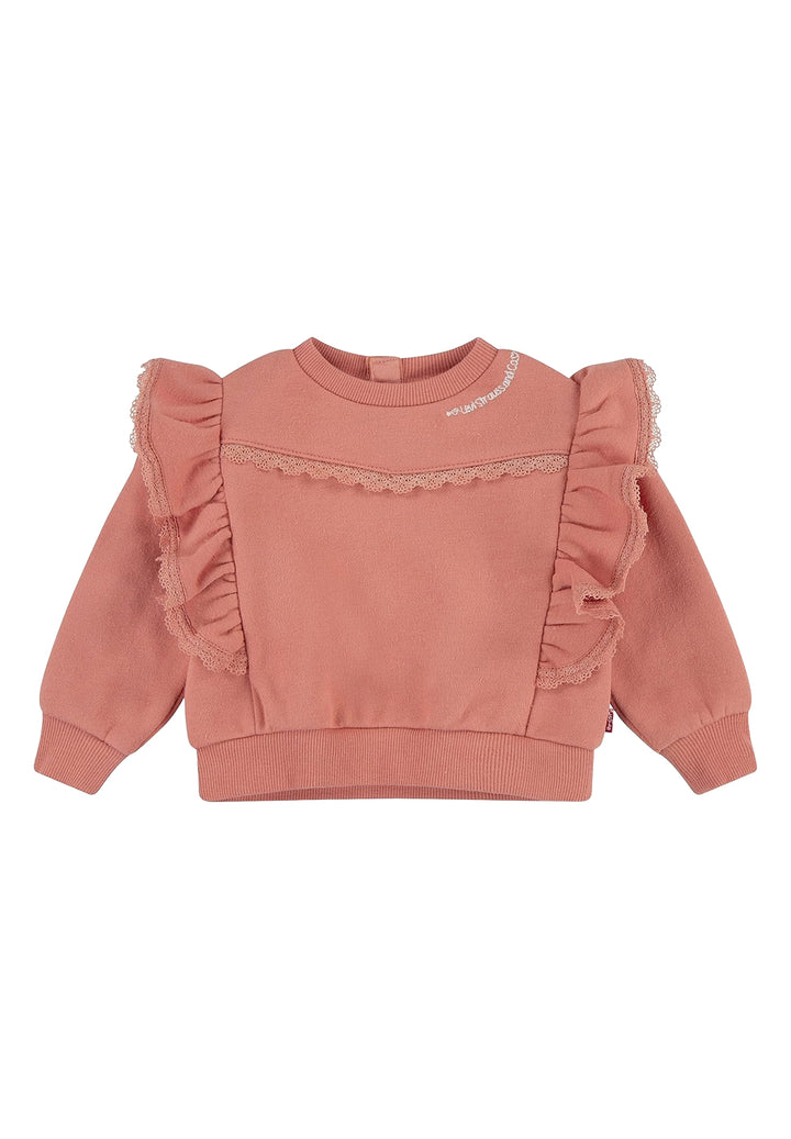 Pink crewneck sweatshirt for baby girls