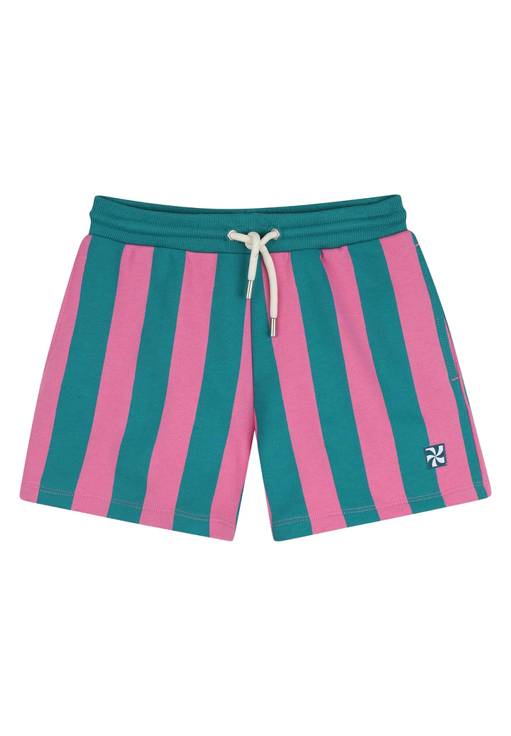 Short felpa rosa-verde per bambina