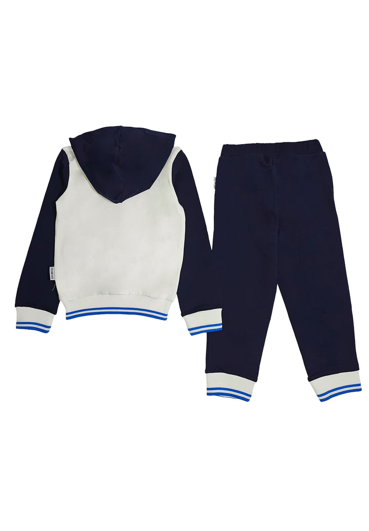 Completo felpa bianco-blu per bambino