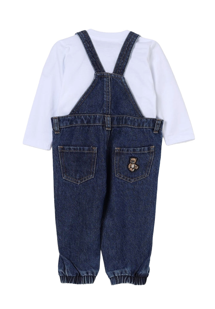 Completo salopette blu denim per bambino