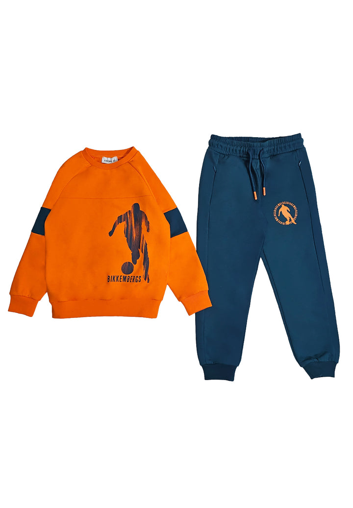 Completo felpa arancione-blu per bambino