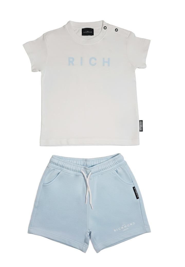 Completo bianco-celeste per neonato