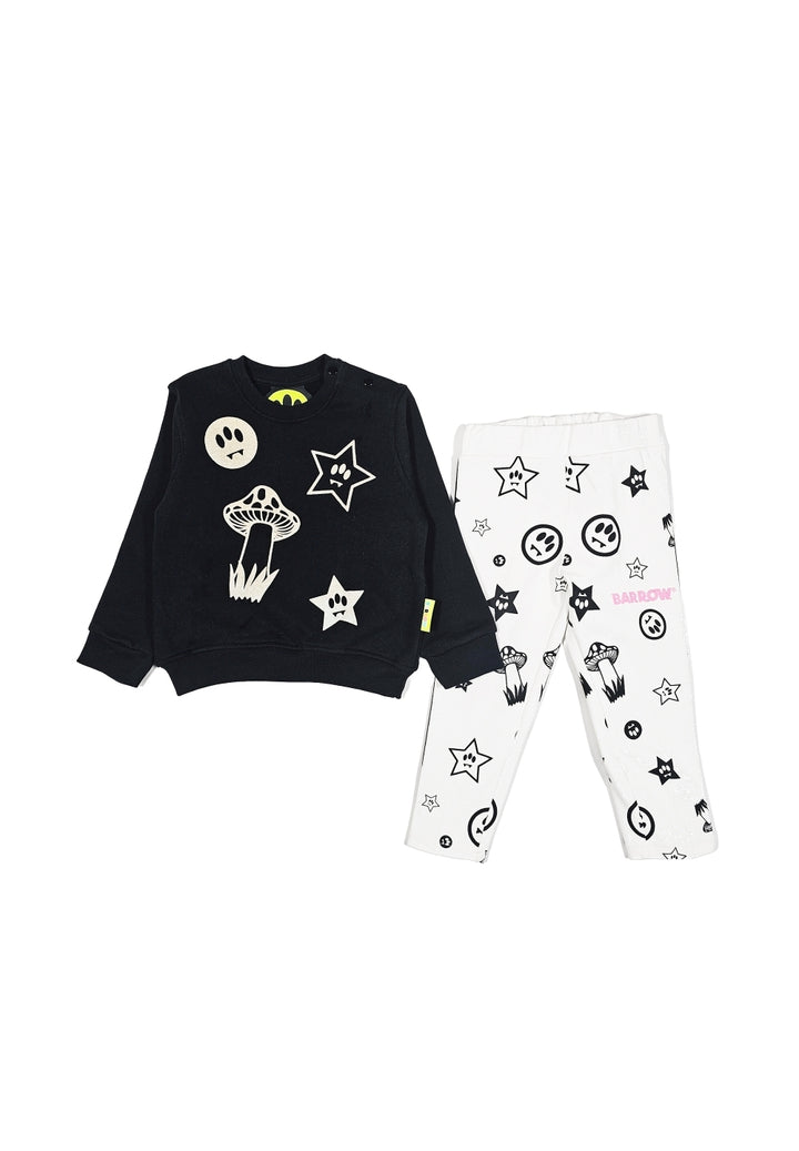 Schwarz-weißes Sweatshirt-Set für Mädchen