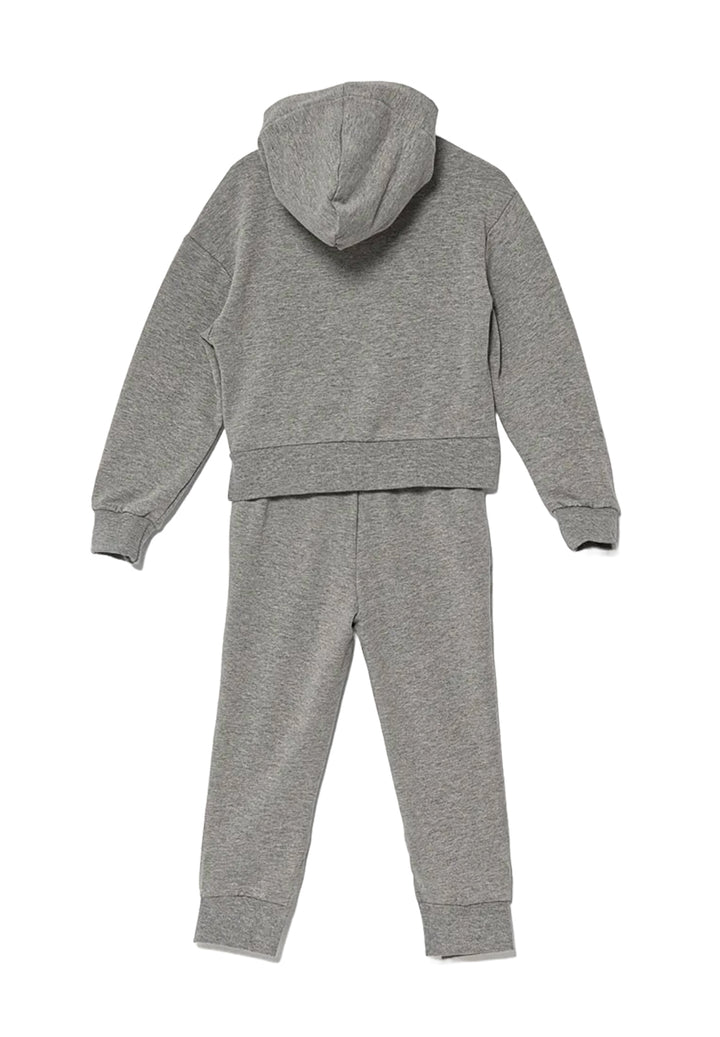 Completo felpa zip grigio per bambina