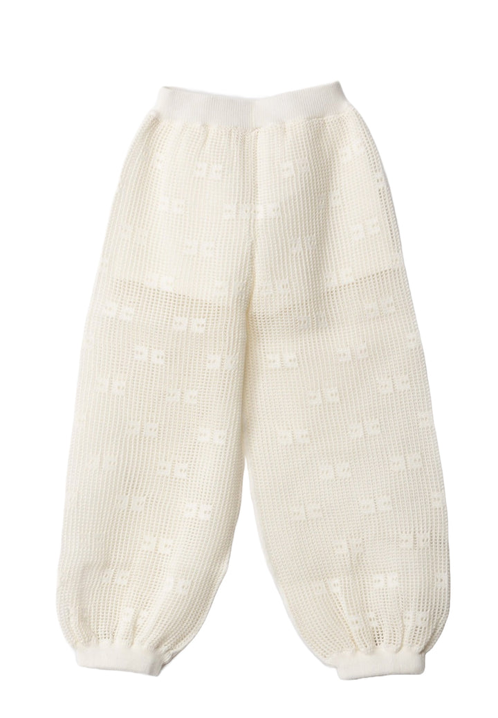 Pantalone in maglia panna per bambina