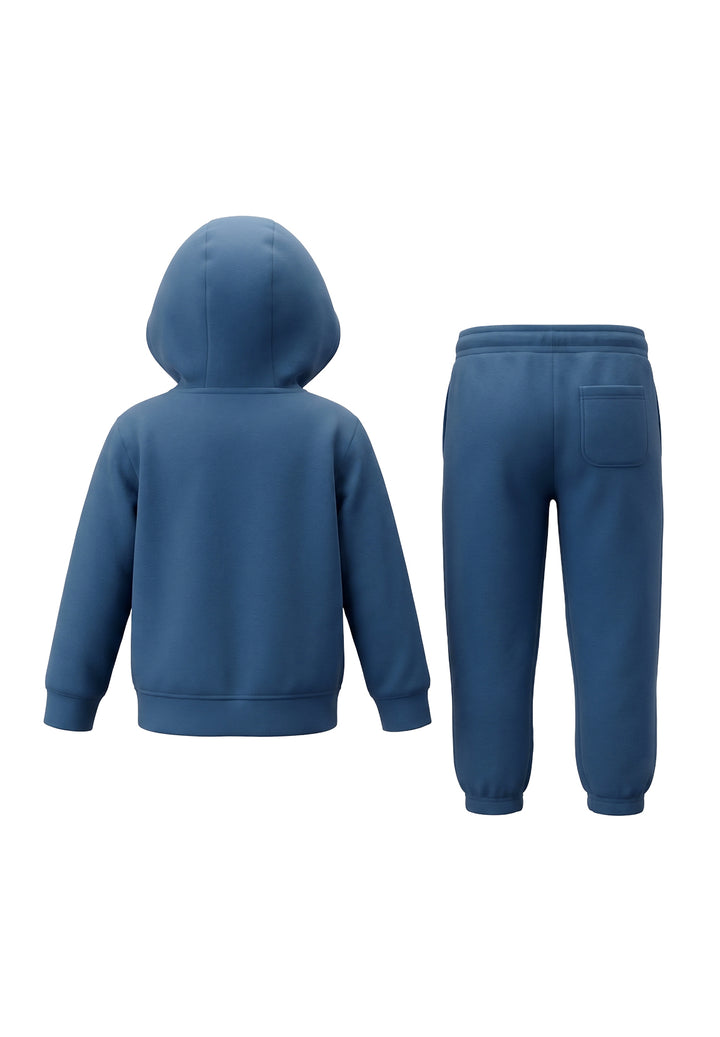 Completo felpa 3 pezzi blu per neonata