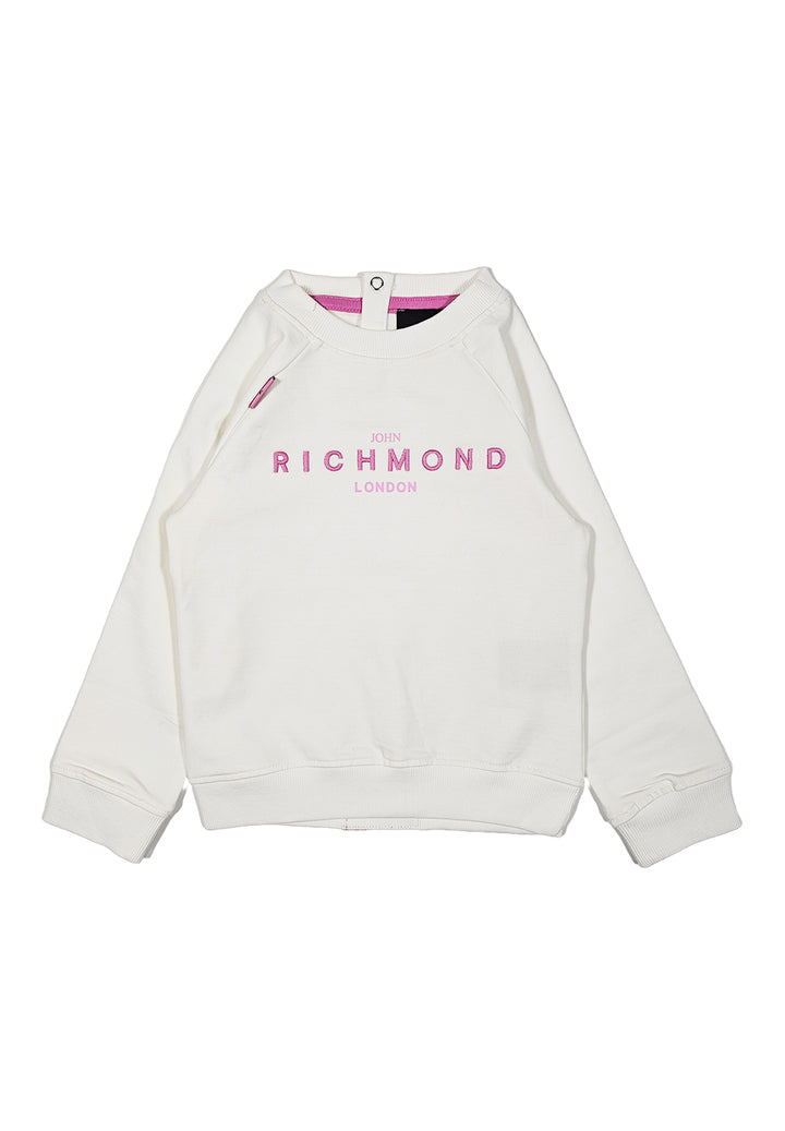 White crew neck sweatshirt for baby girls