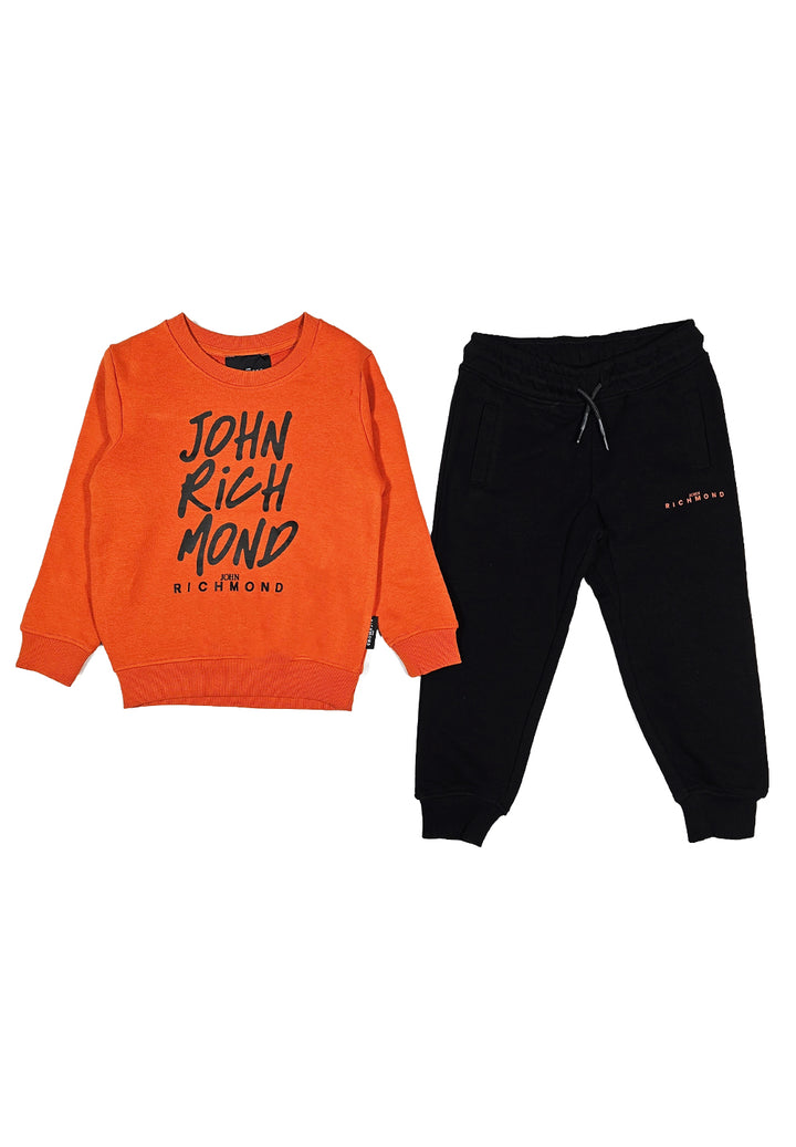 Orange-black sweatshirt set for kids