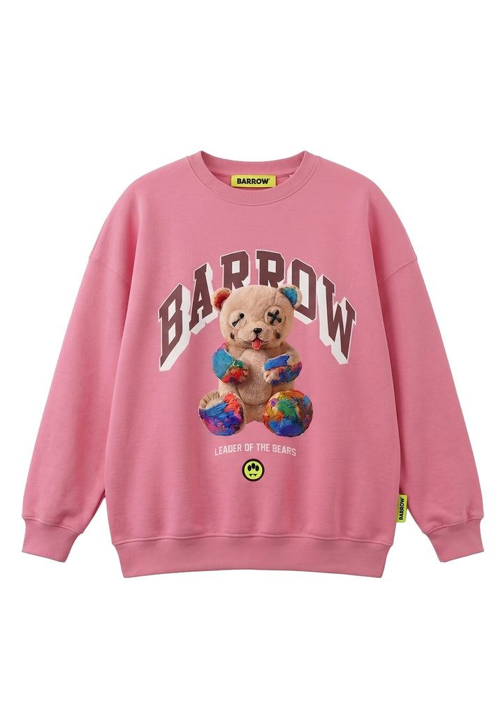 Felpa girocollo rosa per bambina