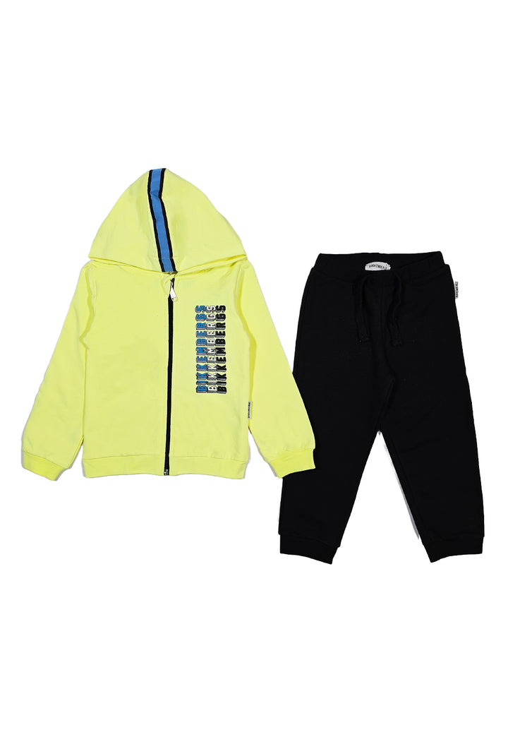 Fluo yellow-black sweatshirt set for newborns