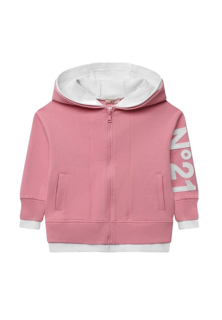 Felpa zip rosa per bambina