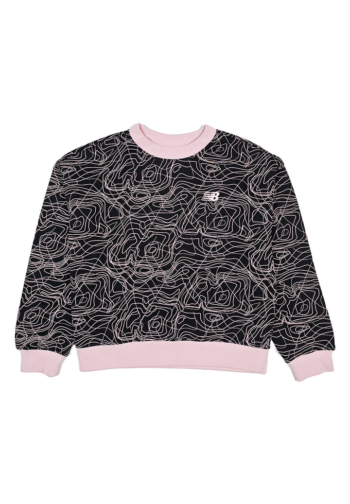 Black-pink crewneck sweatshirt for girls