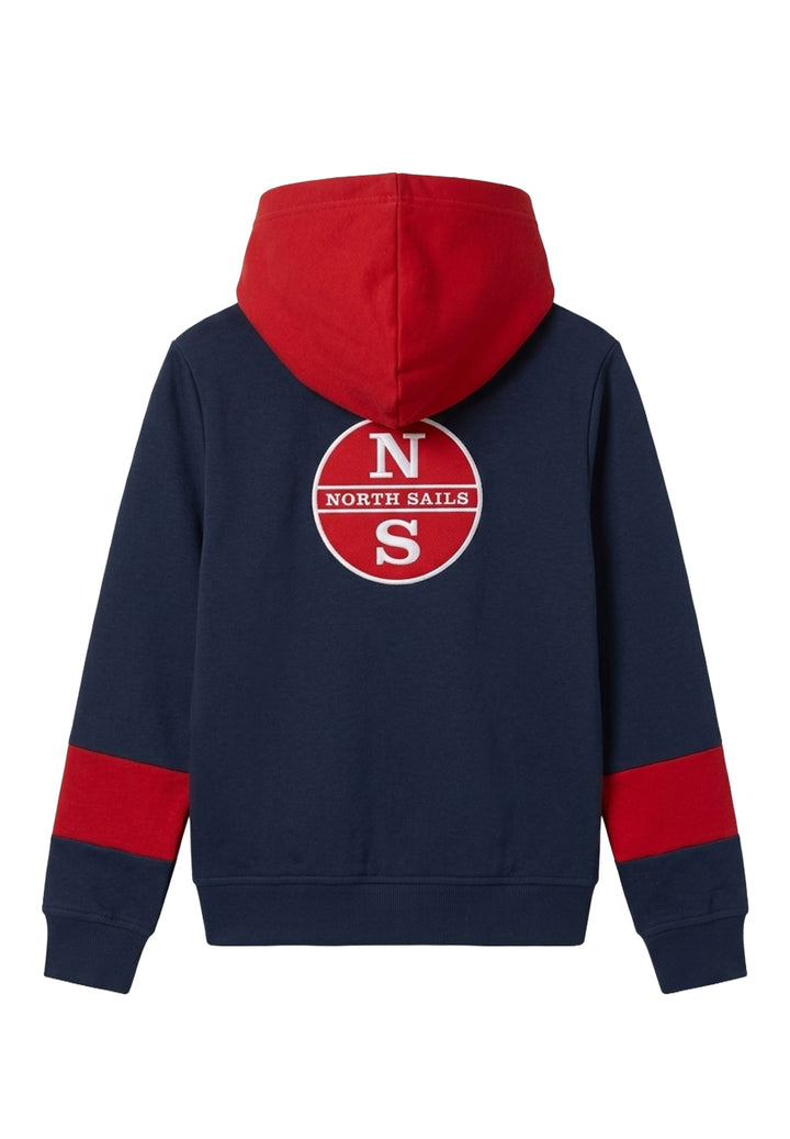 Felpa zip blu-rosso per neonato