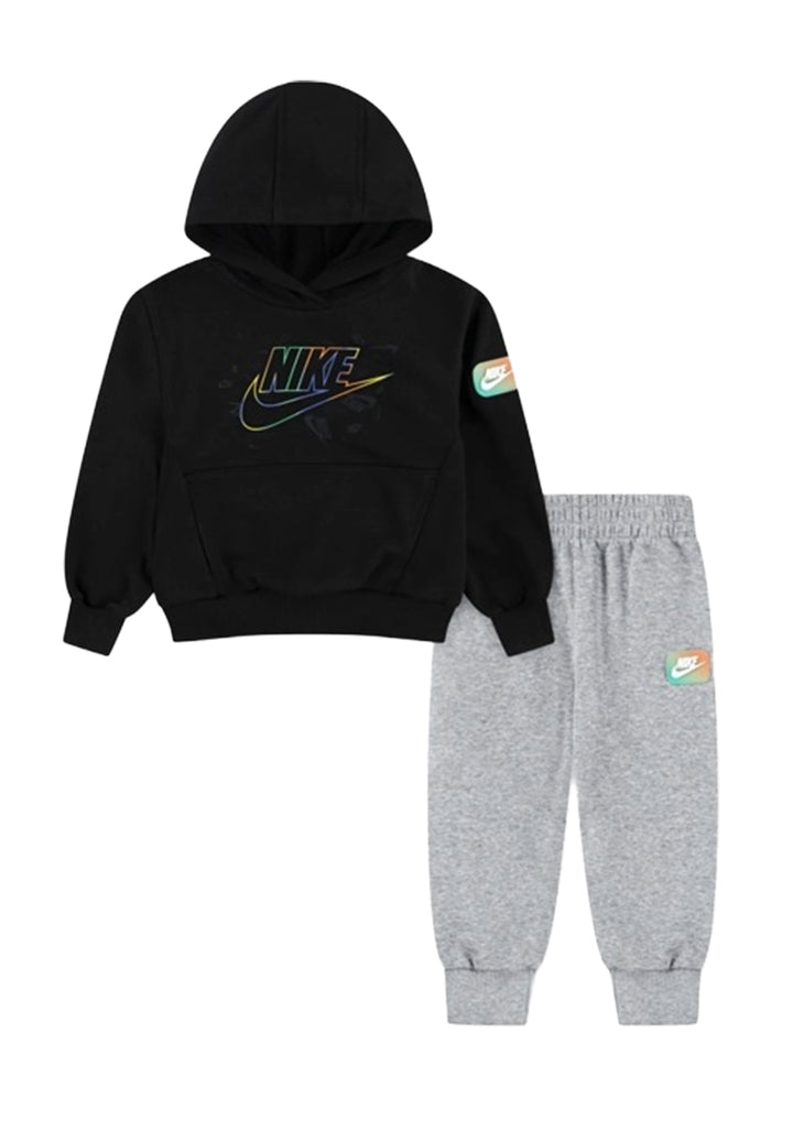 Completo felpa nero-grigio per neonato