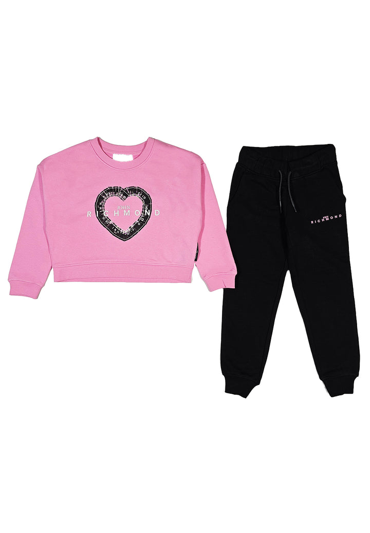 Pink-black sweatshirt set for girls