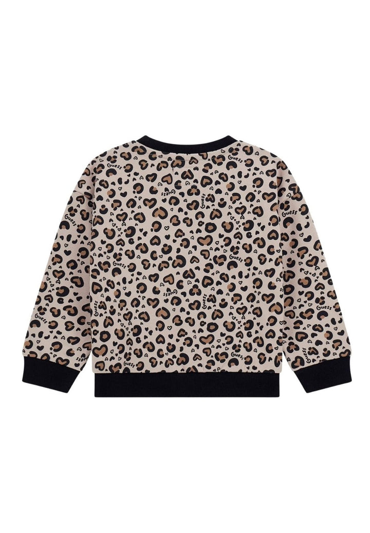 Felpa girocollo beige per bambina
