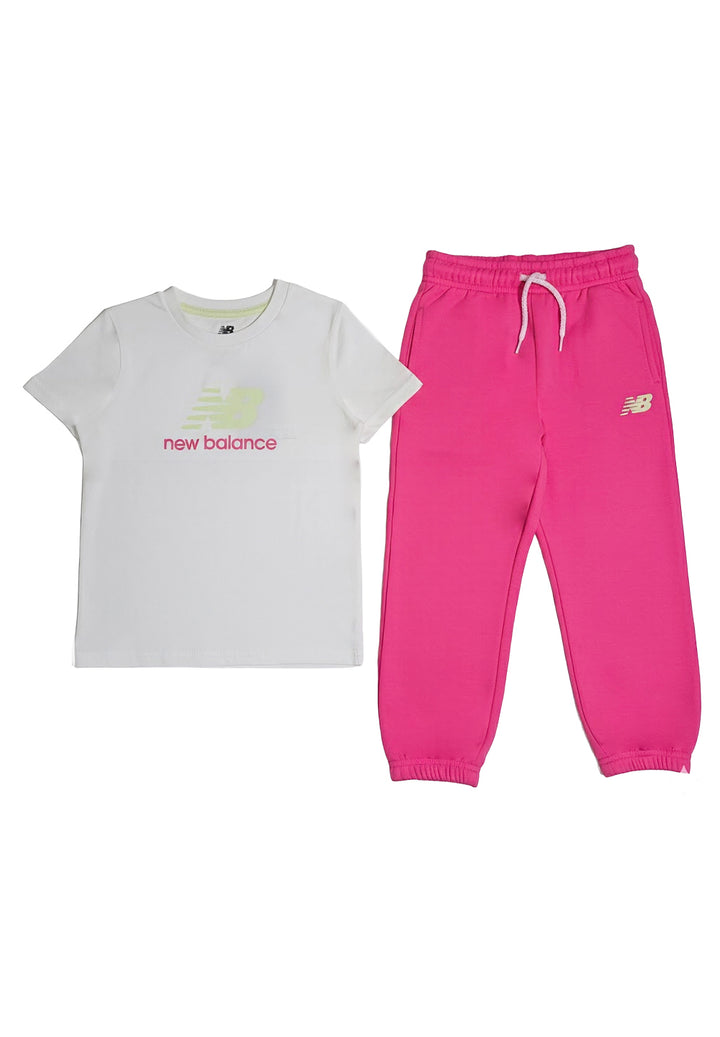 Completo bianco-rosa per neonata