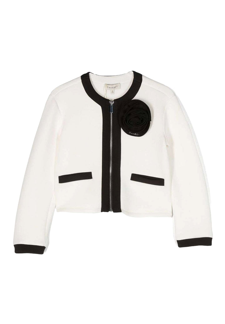 Maglione zip bianco per bambina