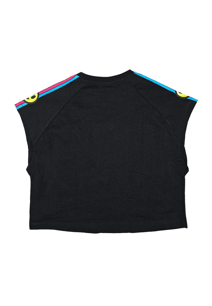 T-shirt cropped nera per bambina