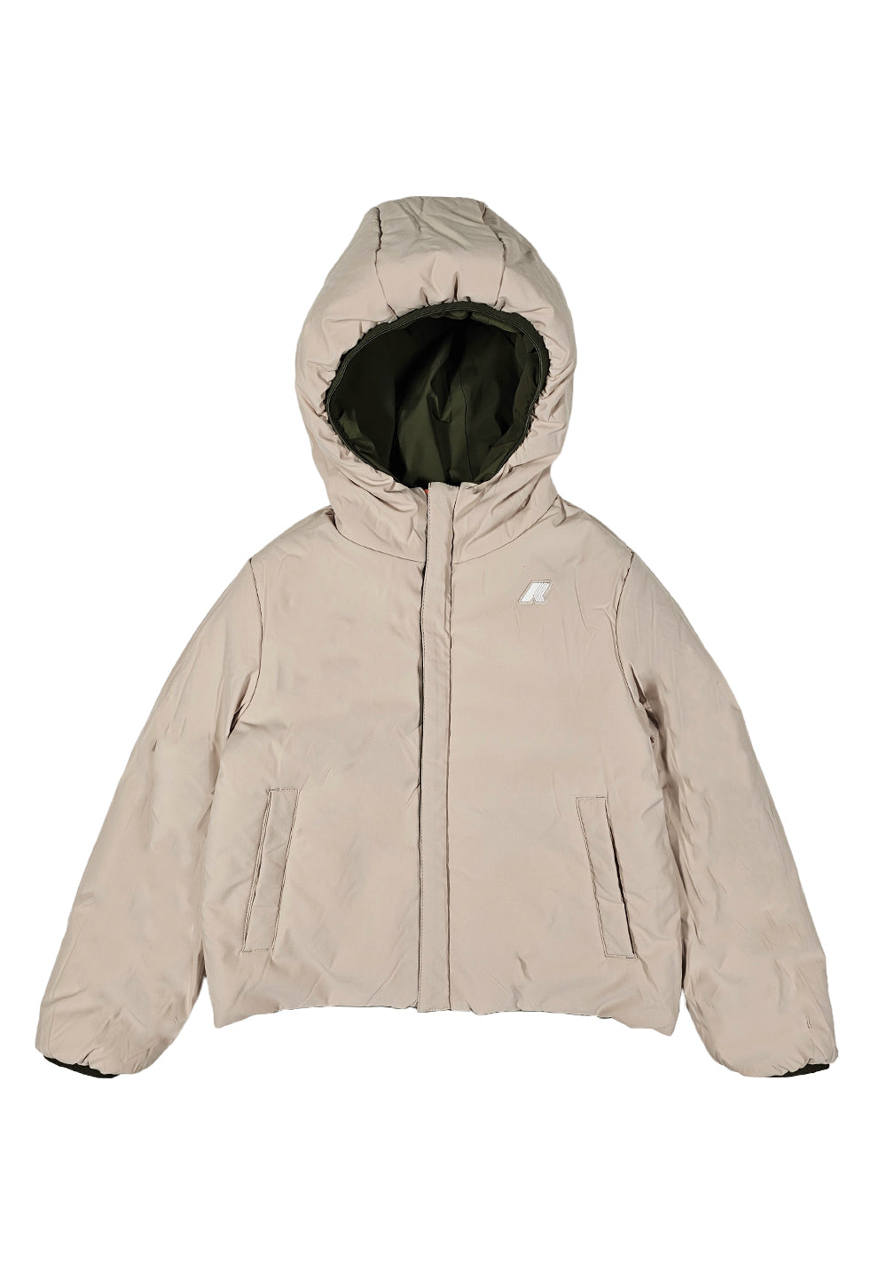 Green-beige reversible jacket for boys