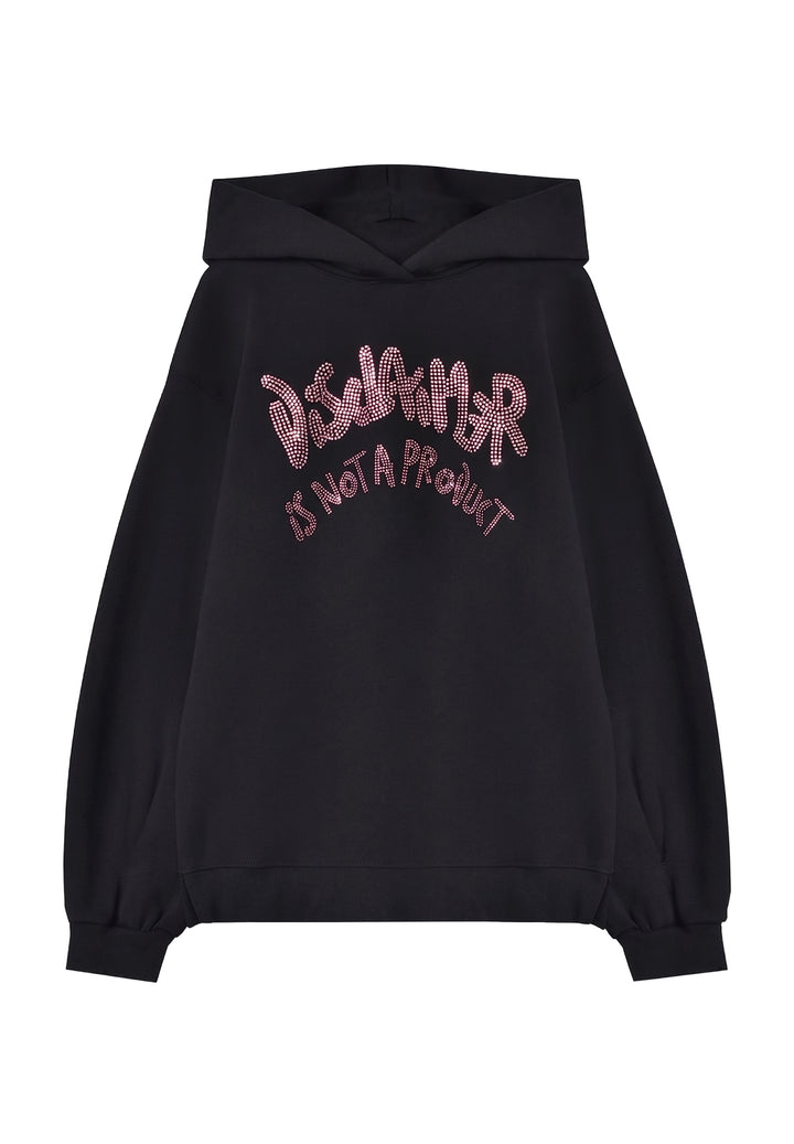 Felpa cappuccio nera per bambina