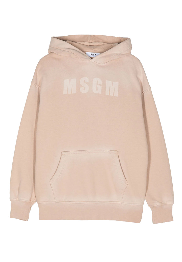 Maxi felpa con cappuccio beige per bambina