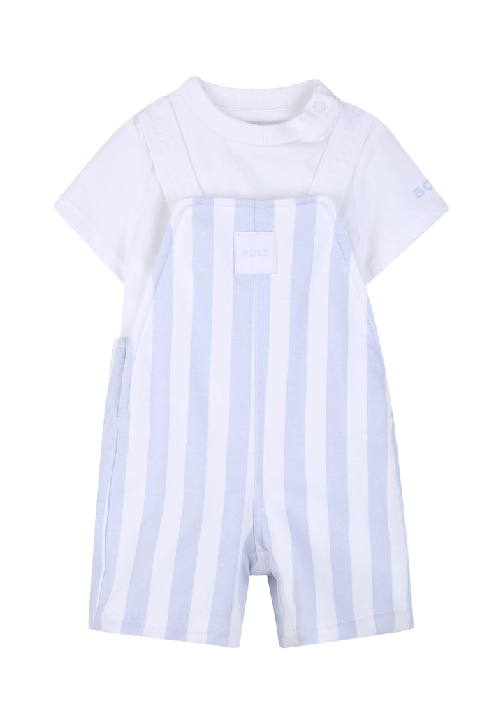 Set 2 pezzi celeste-bianco per neonato