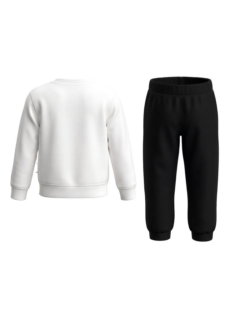 Completo felpa bianco-nero per bambina