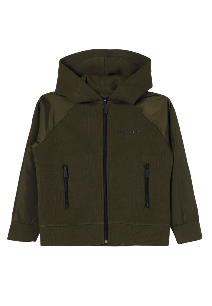 Felpa zip verde per bambino