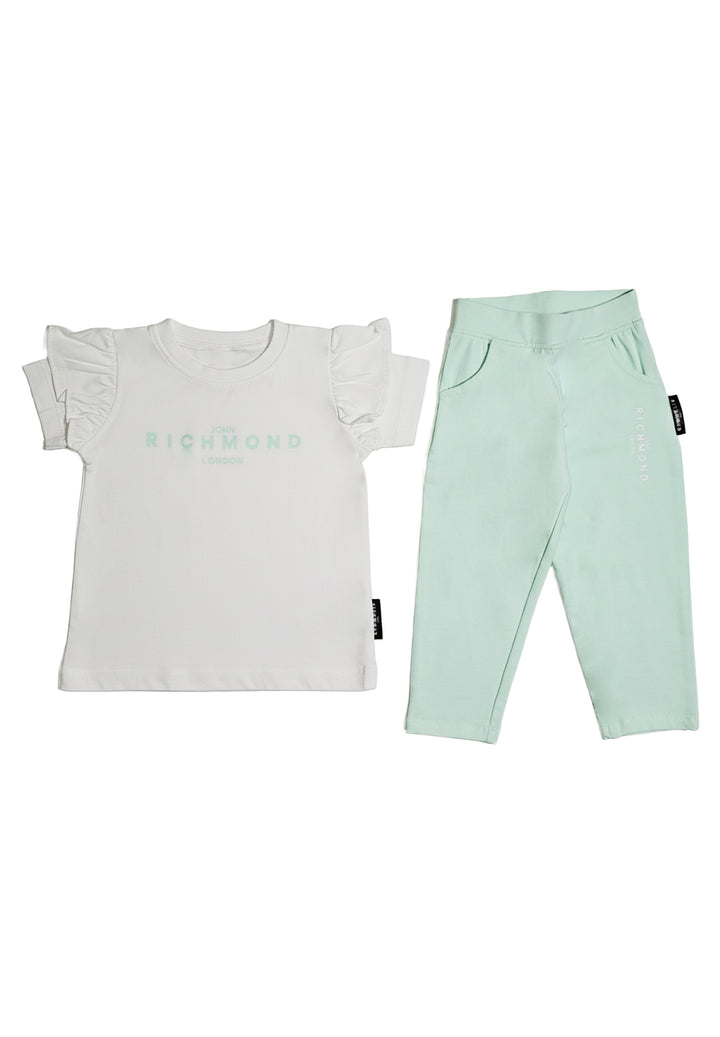 Completo bianco-verde per neonata