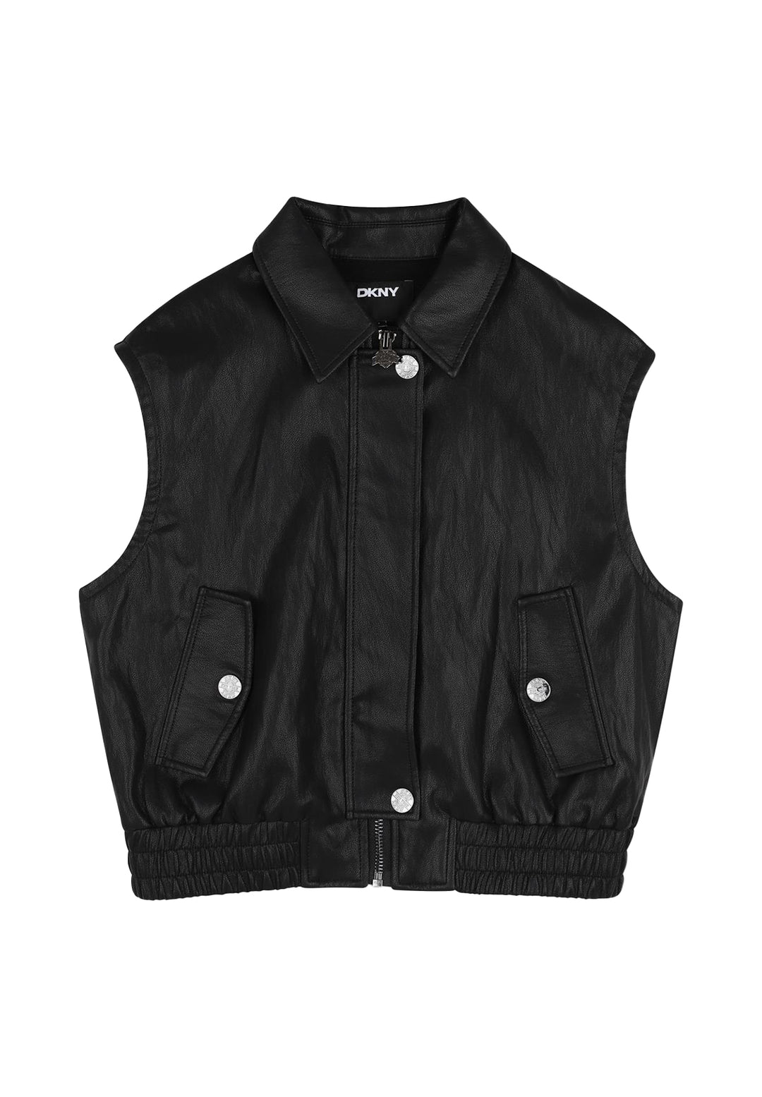 Gilet similpelle nero per bambina
