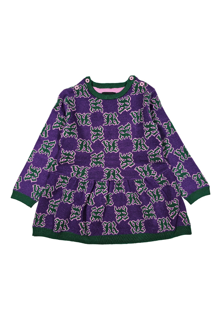 Purple knitted dress for baby girls