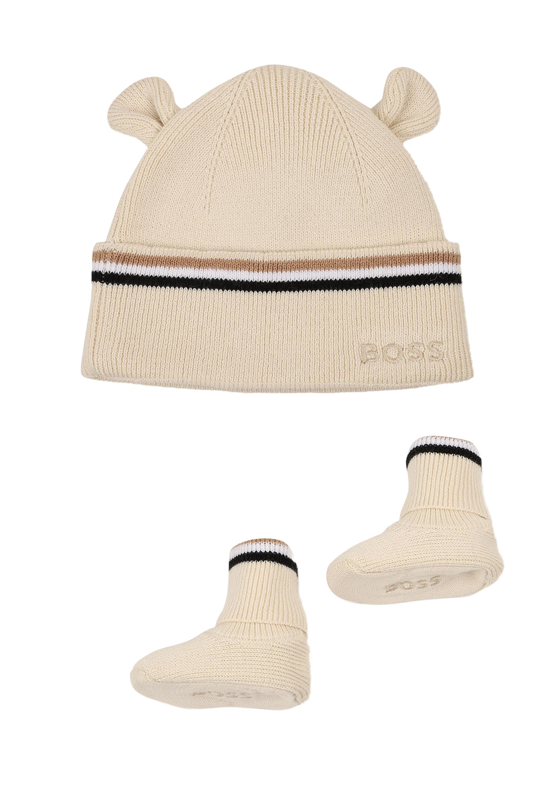 Set cappello + scarpe beige per neonato