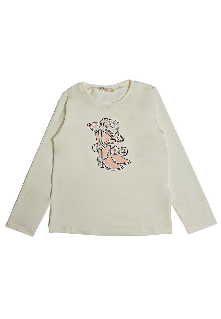 T-shirt crema per bambina