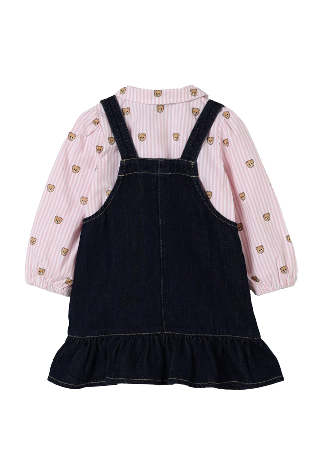Completo salopette rosa-blu per neonata