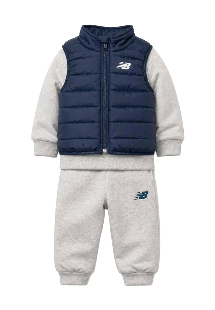 Completo 3 pezzi grigio-blu per neonato
