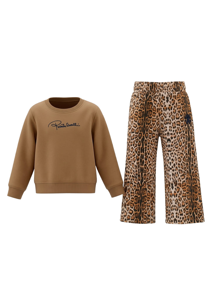 Completo felpa marrone per bambina