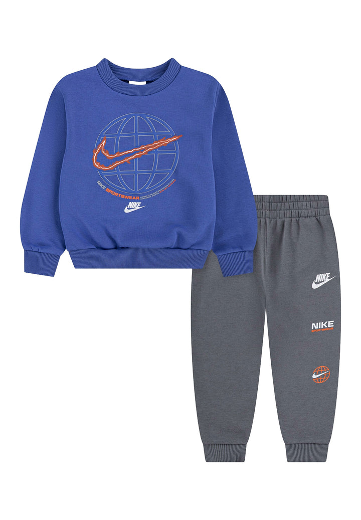 Completo felpa blu-grigio per bambino
