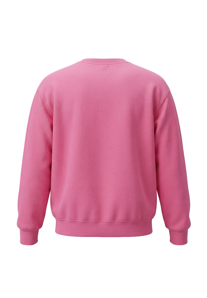 Felpa girocollo fuxia per bambina